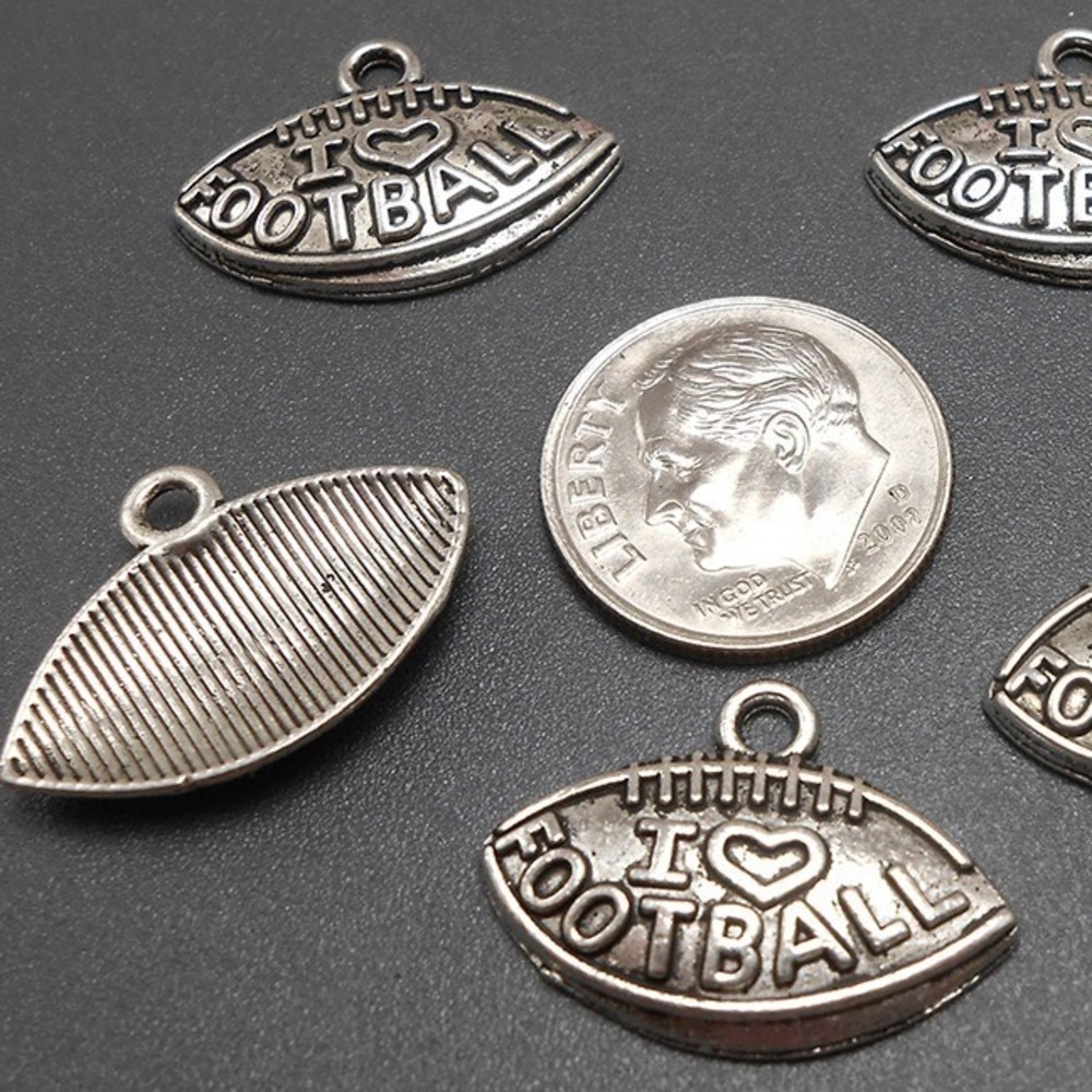 10pcs I Love Football Charms, jewelry making supplies - Picture 3 of 3